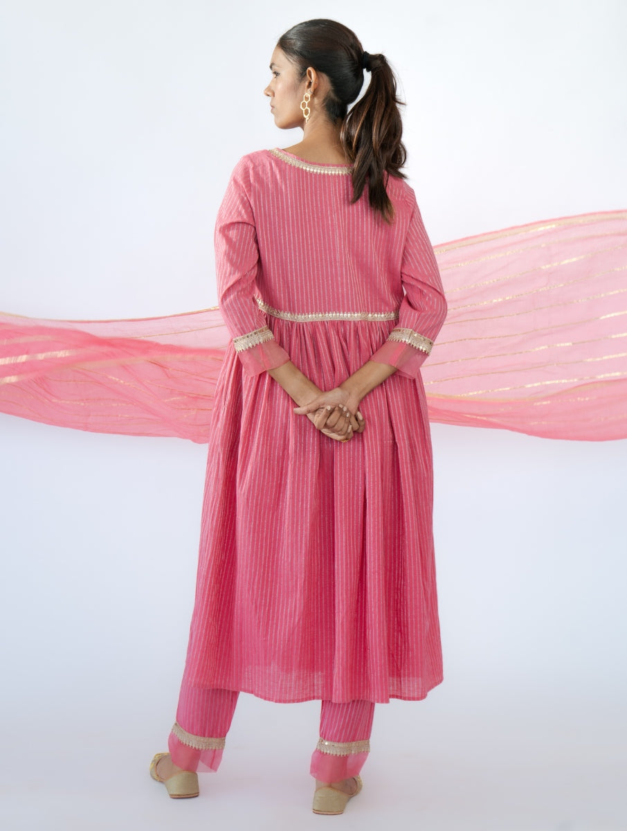 Pink Gathered Kurta Set