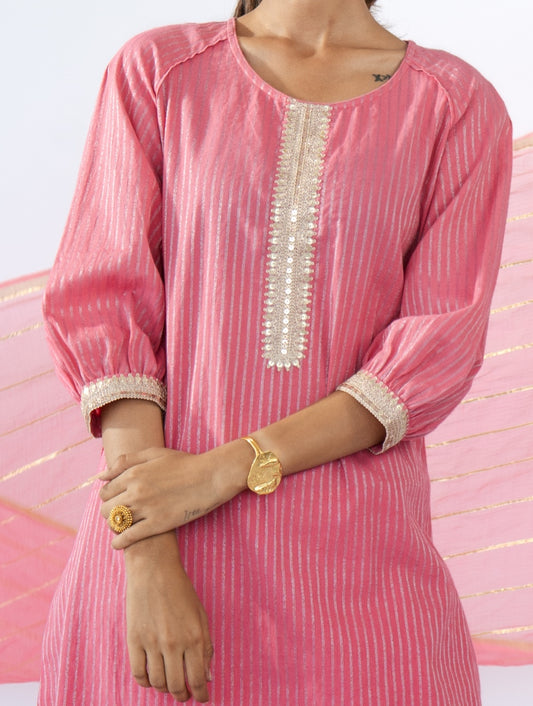 Pink Raglan Kurta Set