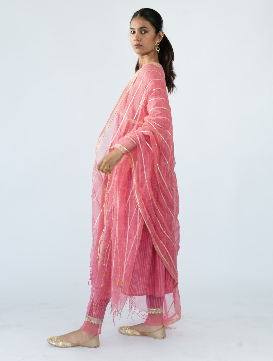 Pink Gathered Kurta Set