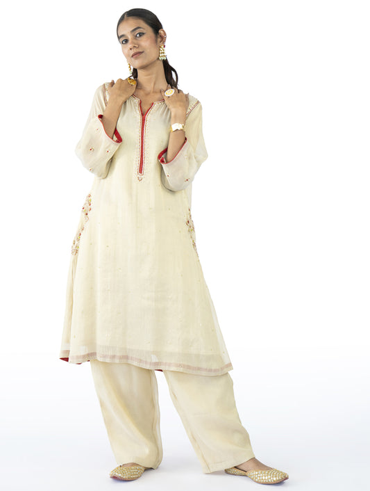 Ivory Tissue Kurta Set