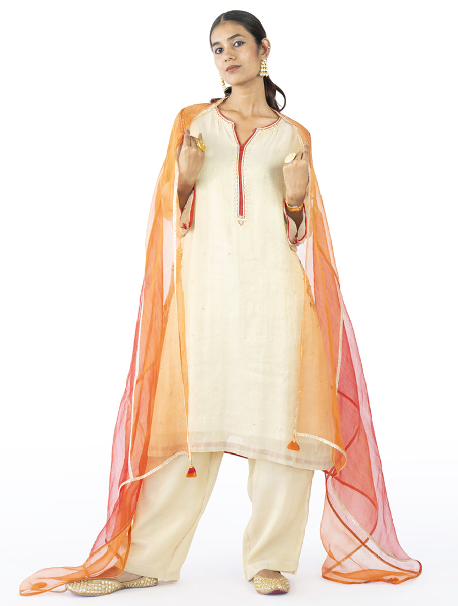 Ivory Tissue Kurta Set