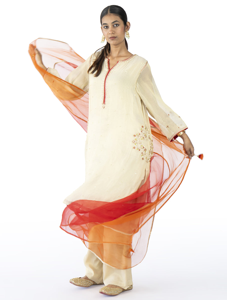 Ivory Tissue Kurta Set