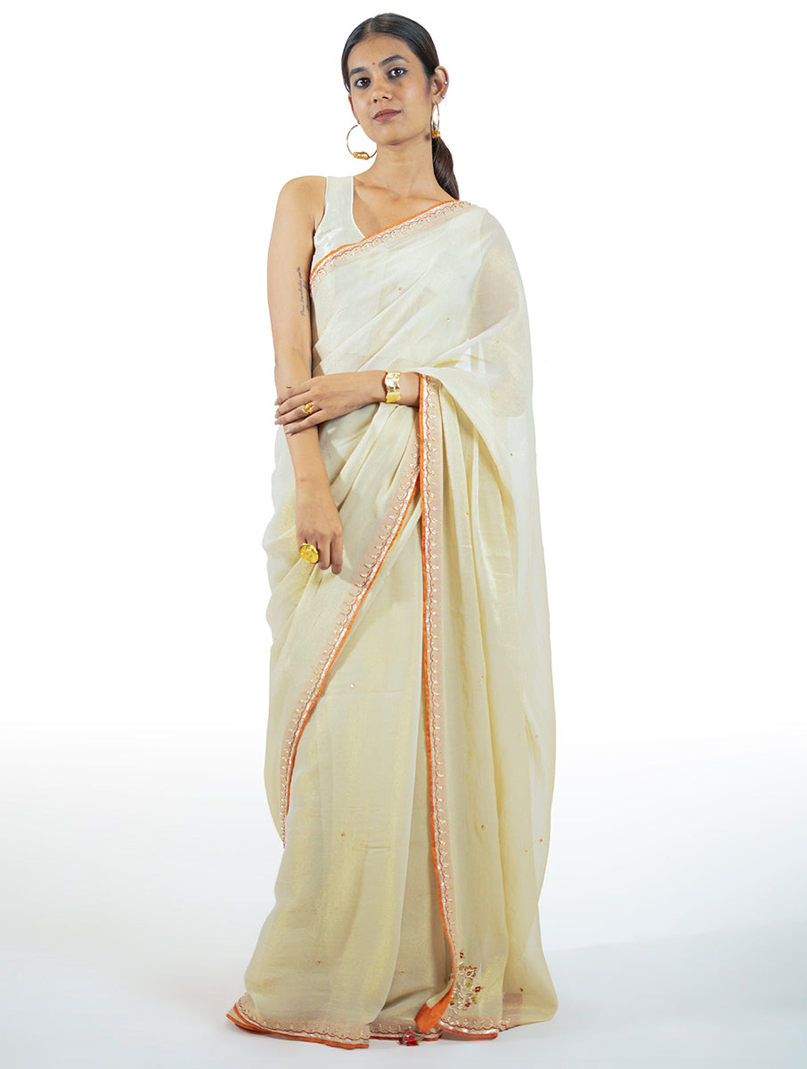 Ivory Tissue Saree
