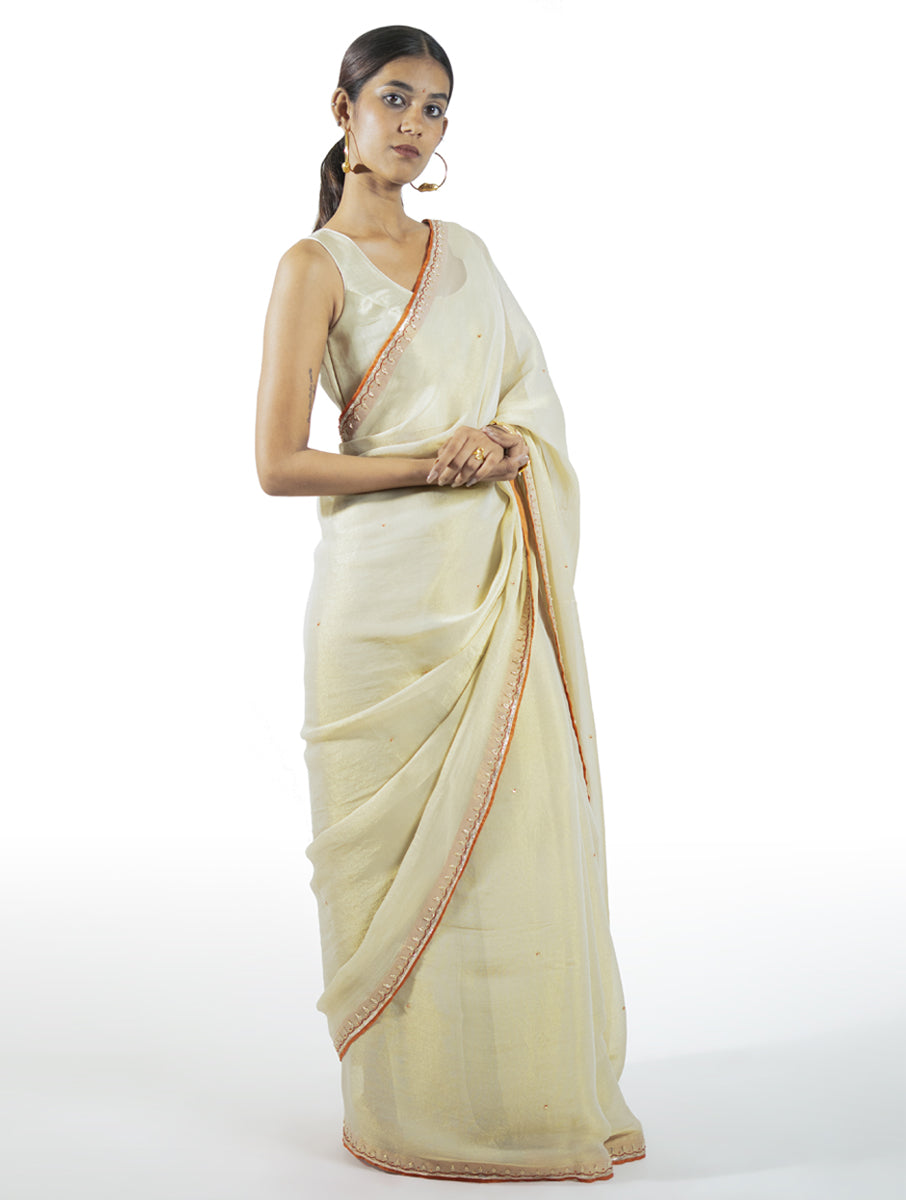 Ivory Tissue Saree
