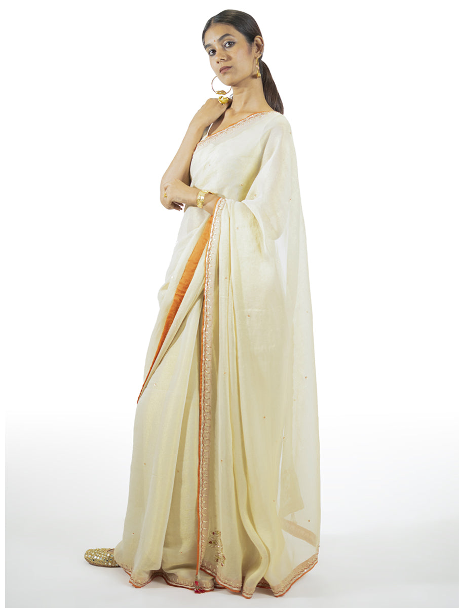 Ivory Tissue Saree