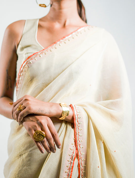 Ivory Tissue Saree