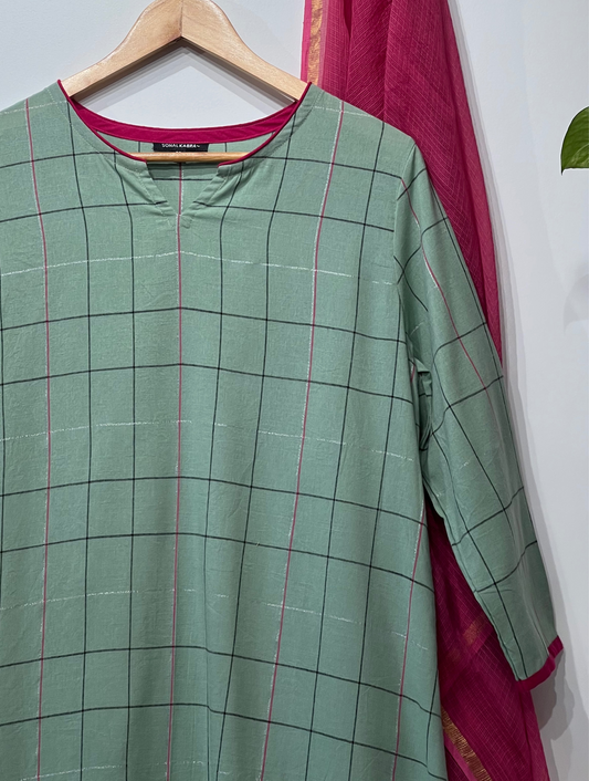 Pista Pink Rayon Kurta