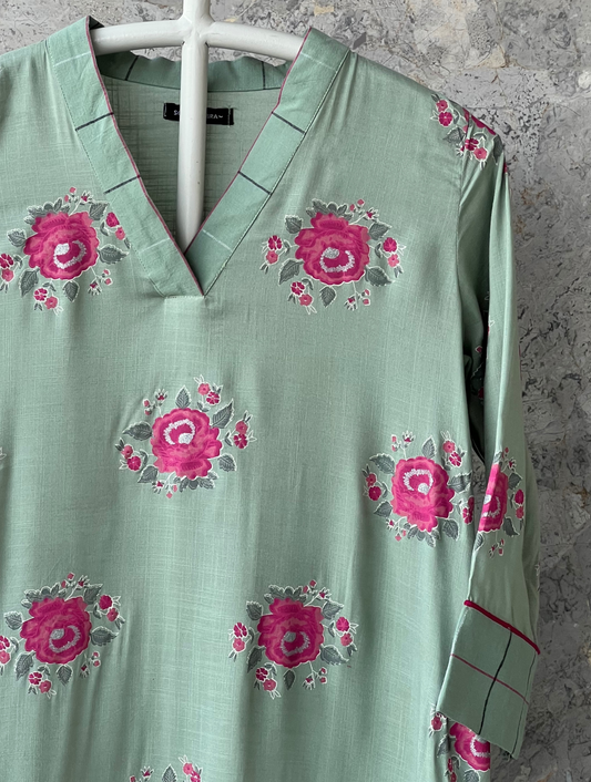 Checked Sleeve Kurta