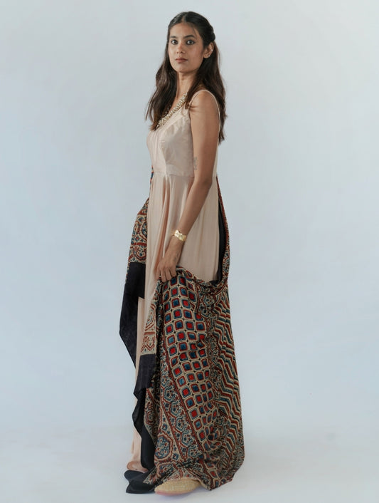 Black Beige Ajrakh Dupatta