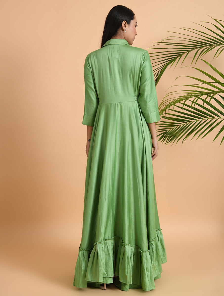 Yellow Cotton Silk Jacket Dress