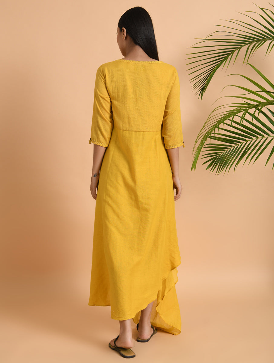 Green Overlap drape dress