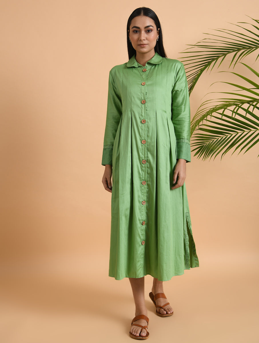 Ivory Box Pleat Cotton Silk Jacket