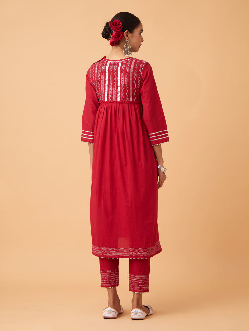 Powder Gathered Kurta Set