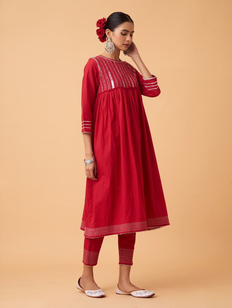 Powder Gathered Kurta Set
