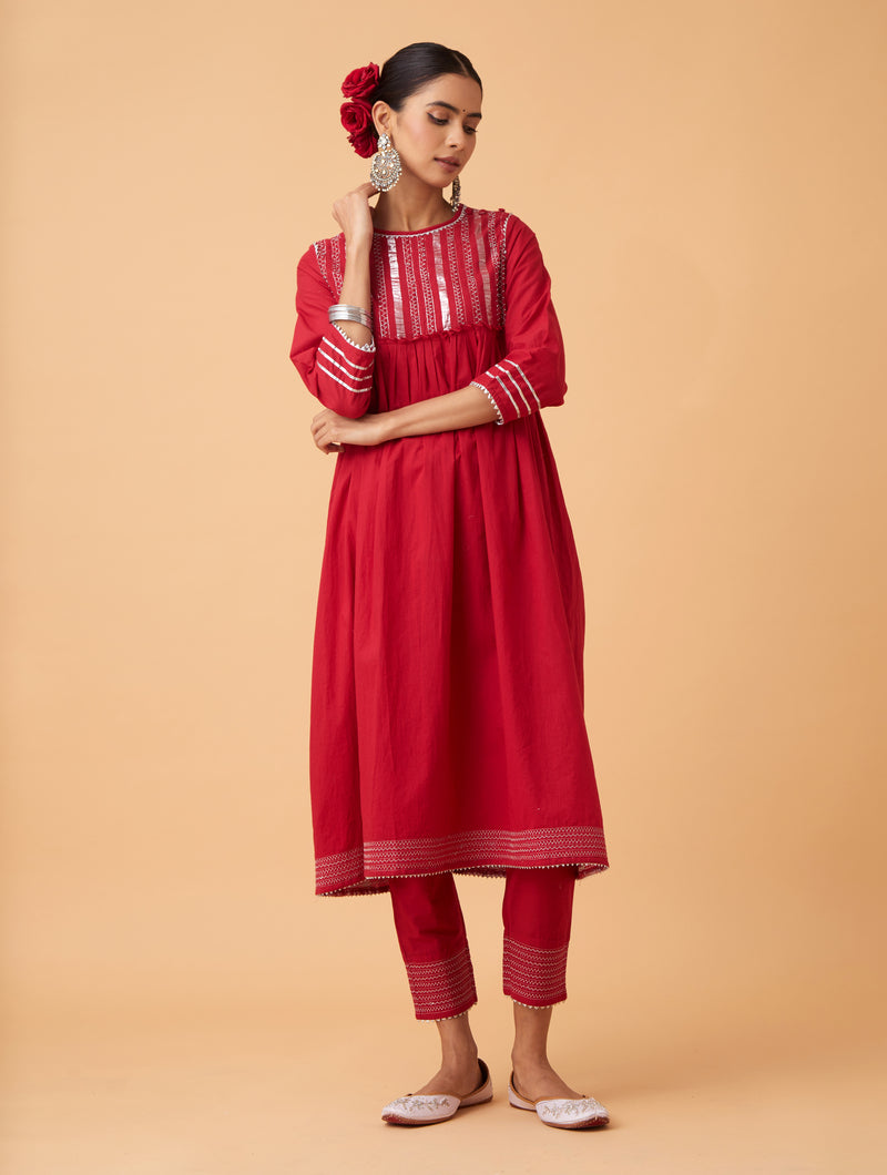 Powder Gathered Kurta Set