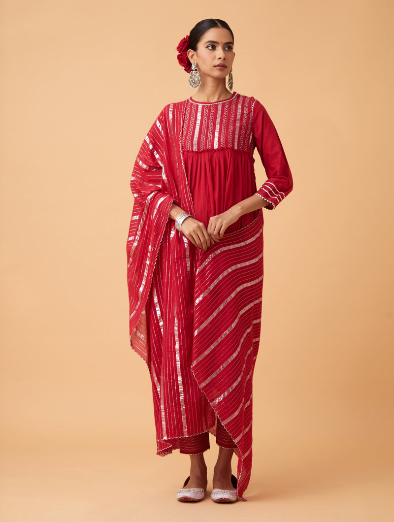 Powder Gathered Kurta Set