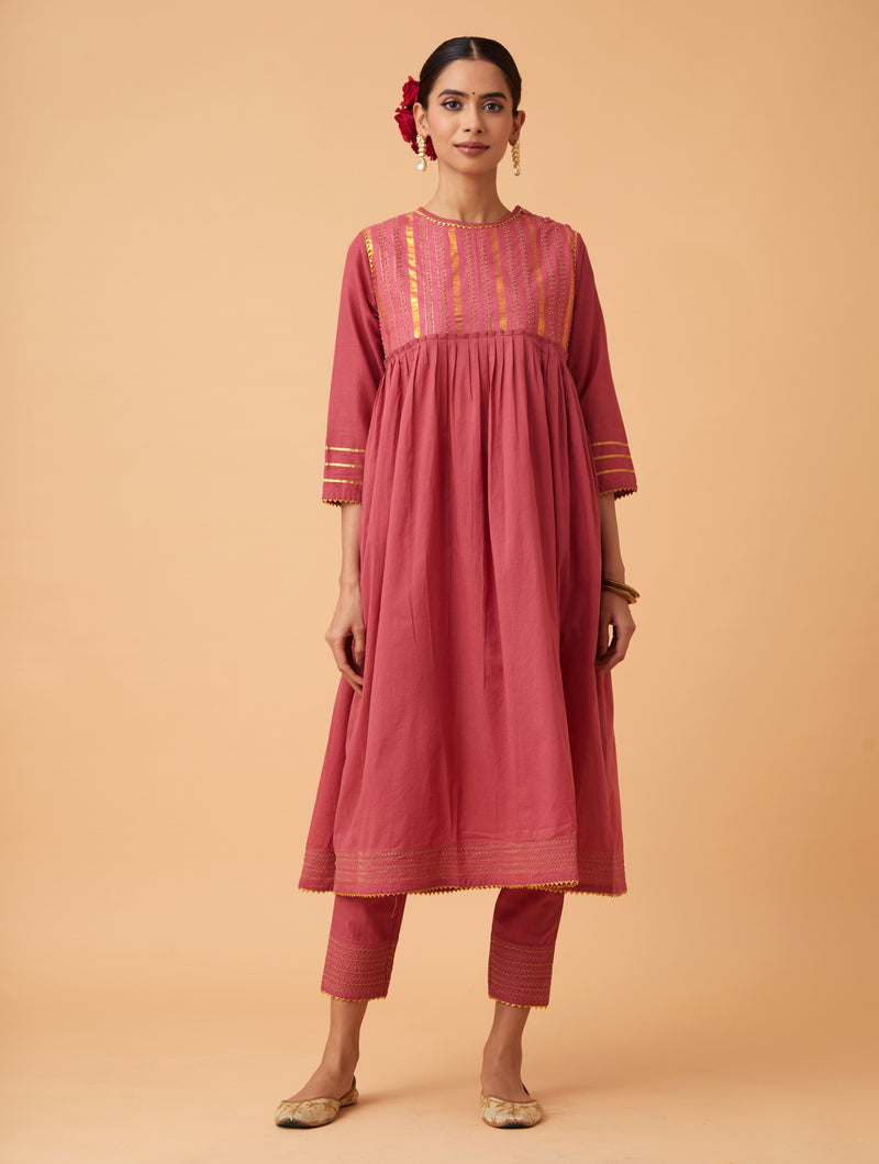Powder Gathered Kurta Set