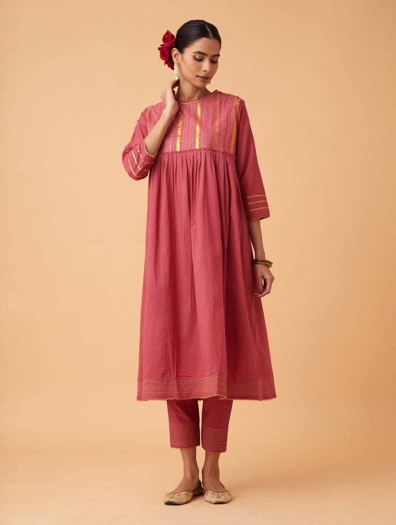 Powder Gathered Kurta Set
