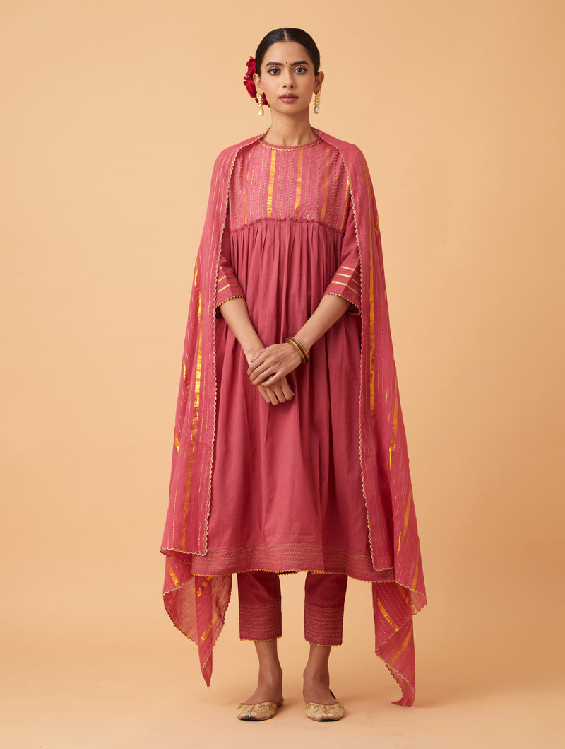 Powder Gathered Kurta Set