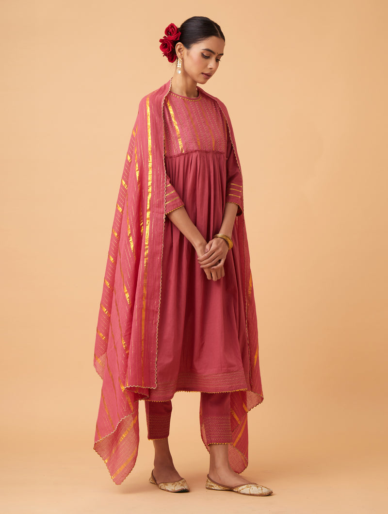 Powder Gathered Kurta Set