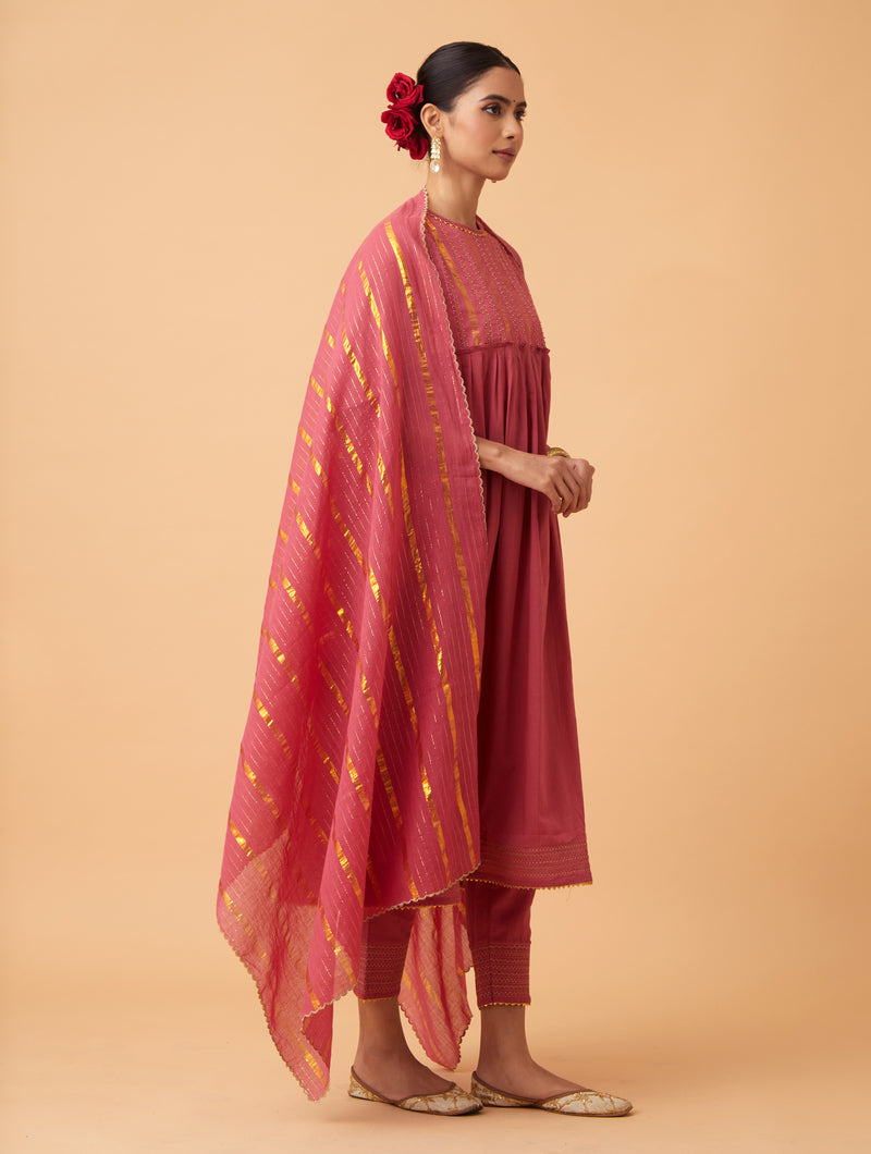 Powder Gathered Kurta Set