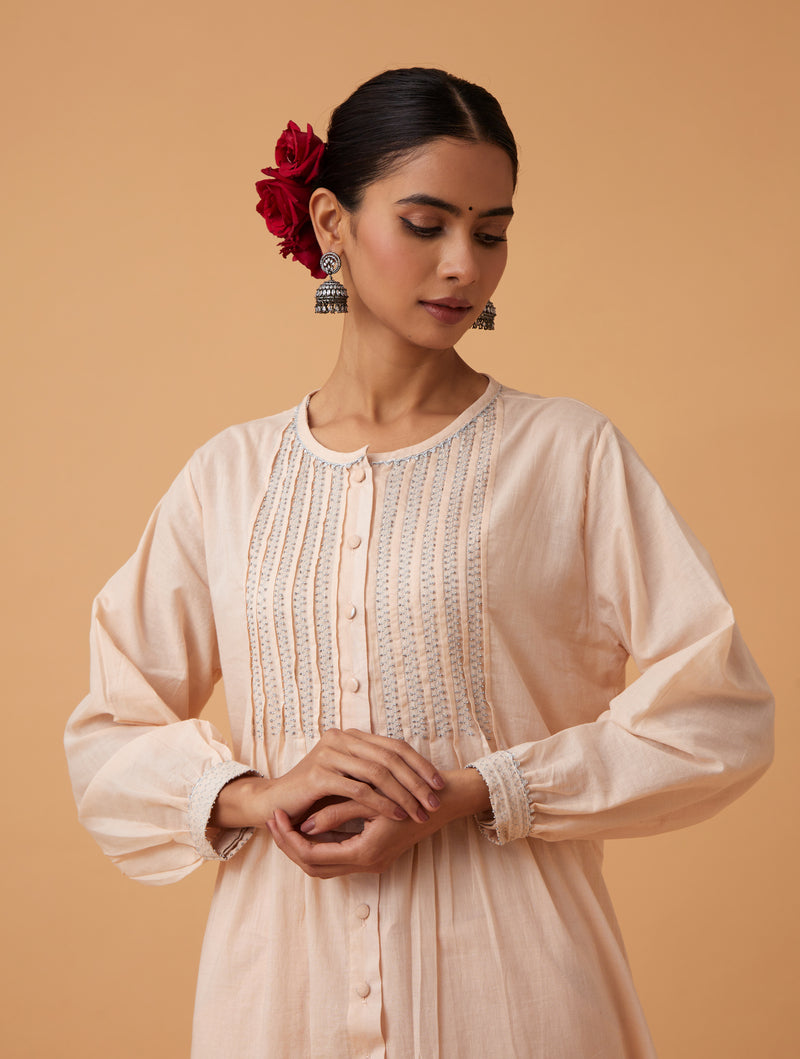 Red Pintuck Kurta Set