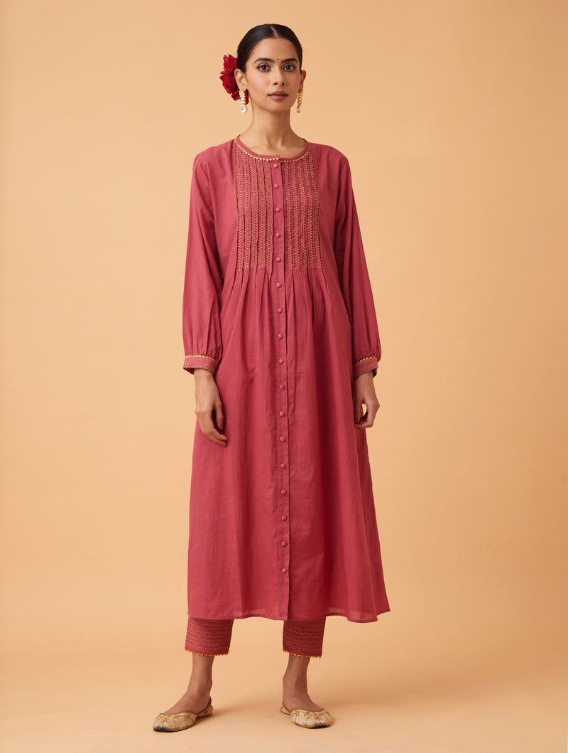 Powder Pintuck Kurta Set