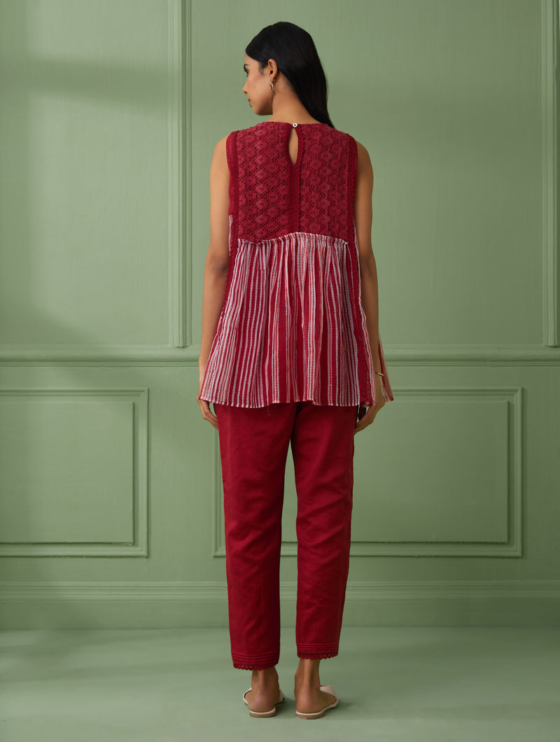Coral lace Top & Pants (Set of 3)
