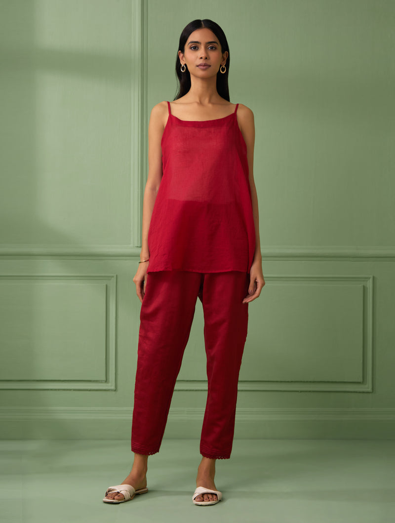 Coral lace Top & Pants (Set of 3)