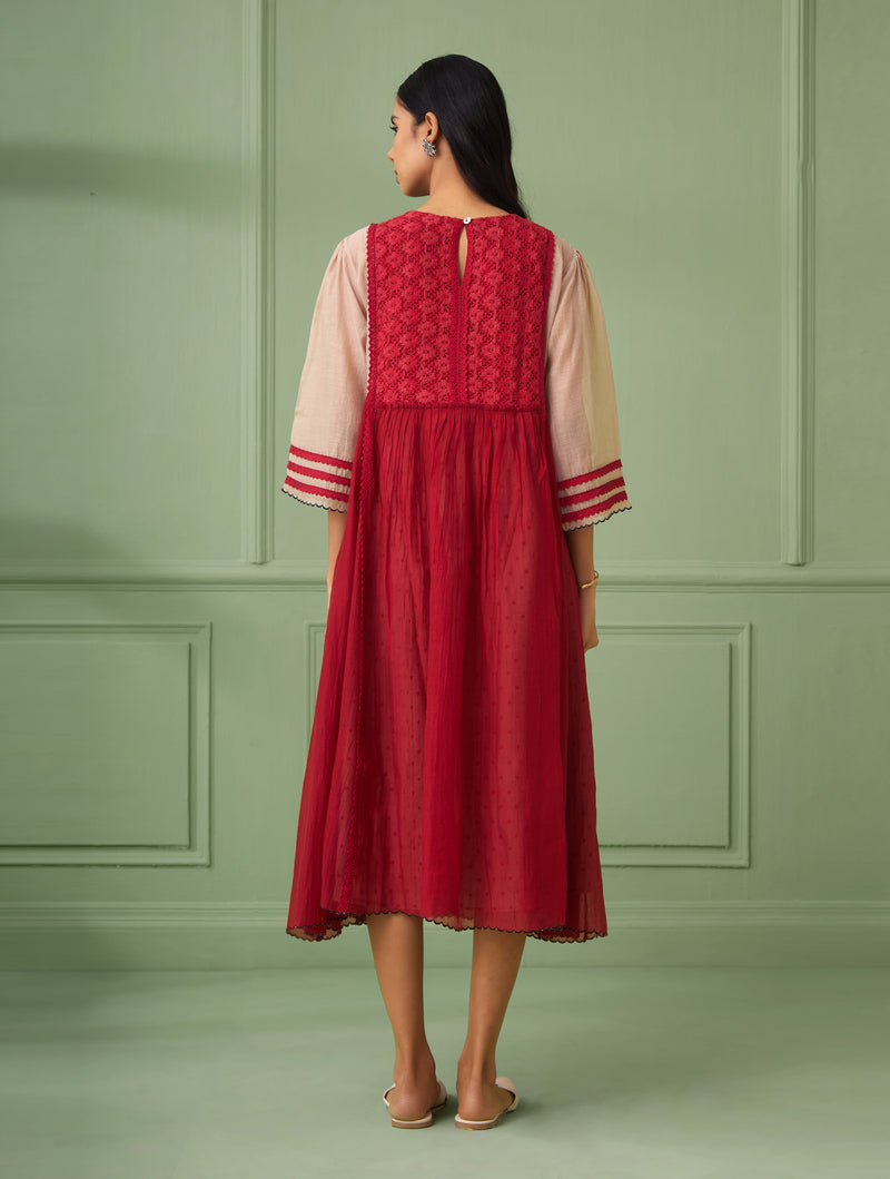 Rose-Coral Maxi Dress With Slip