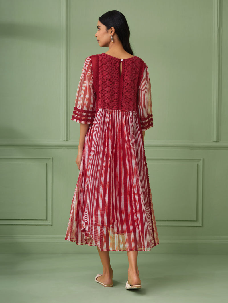Rose-Coral Maxi Dress With Slip