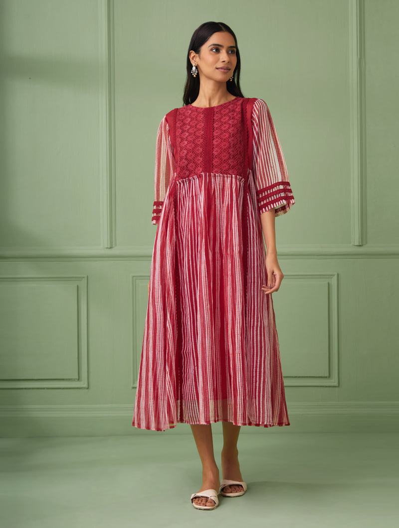 Rose-Coral Maxi Dress With Slip