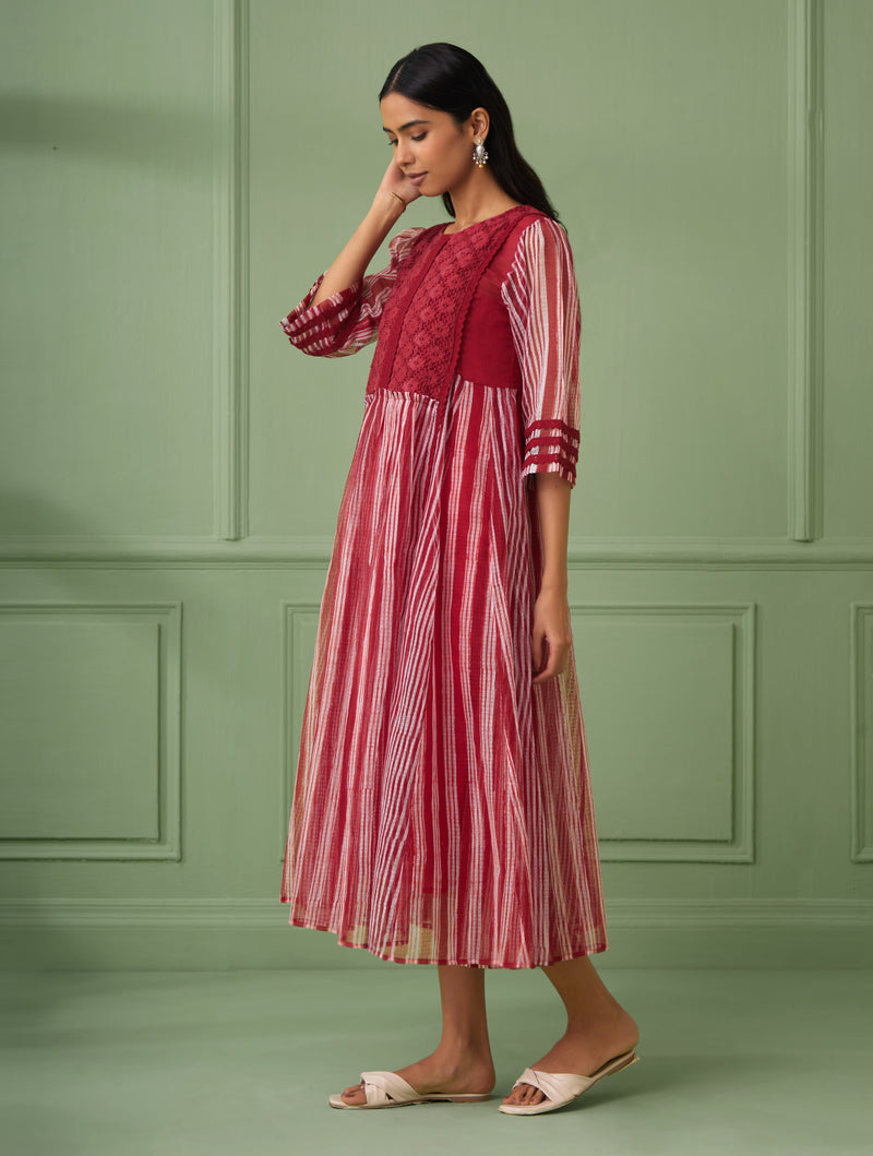 Coral-Red Maxi Dress With Slip
