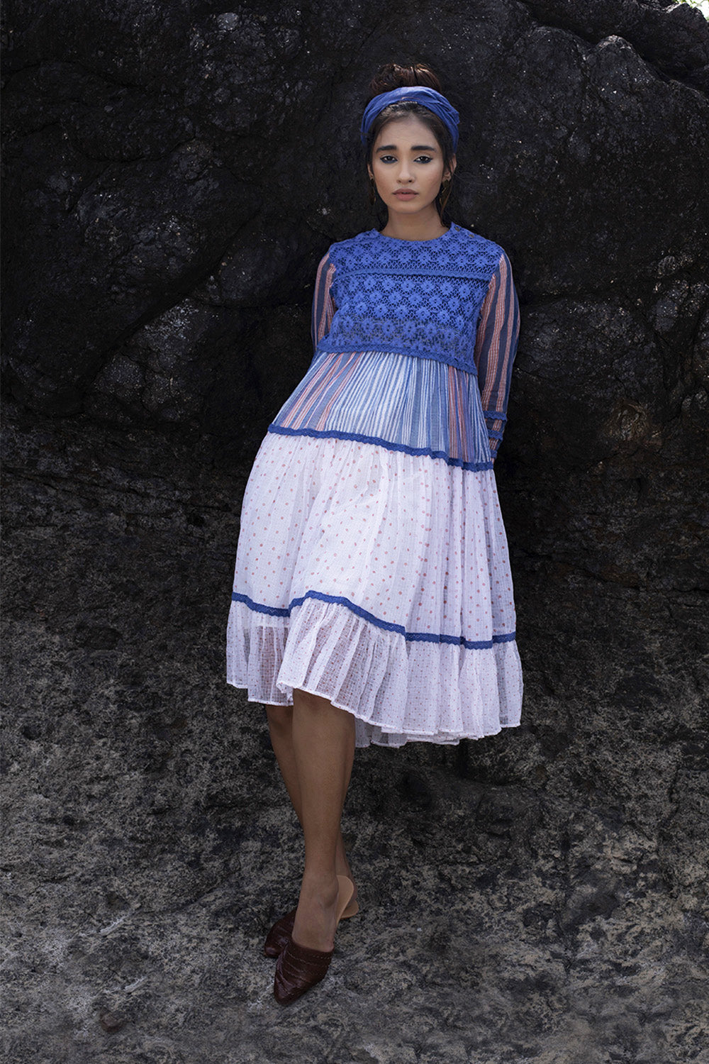 Grey Tiered Lace Dress