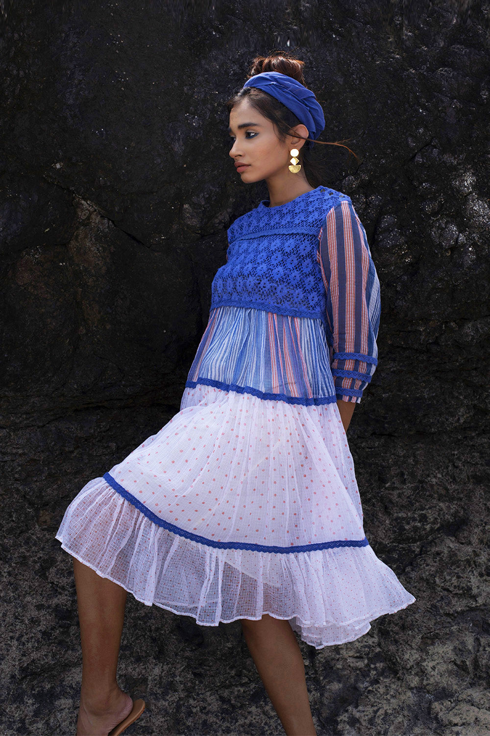 Peach Tiered Lace Dress