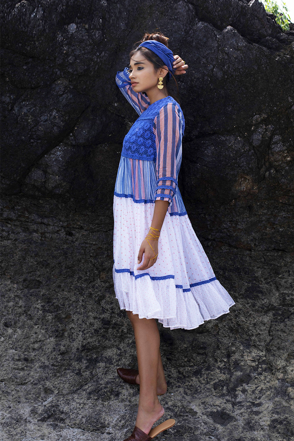 Peach Tiered Lace Dress