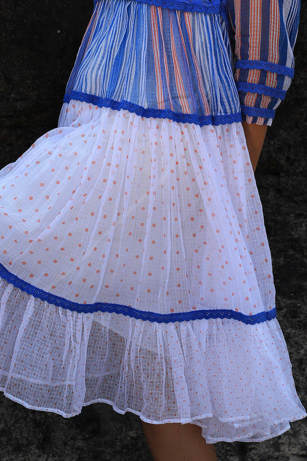 Peach Tiered Lace Dress