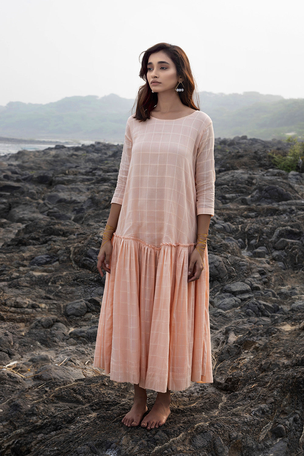 Grey Gather Dress