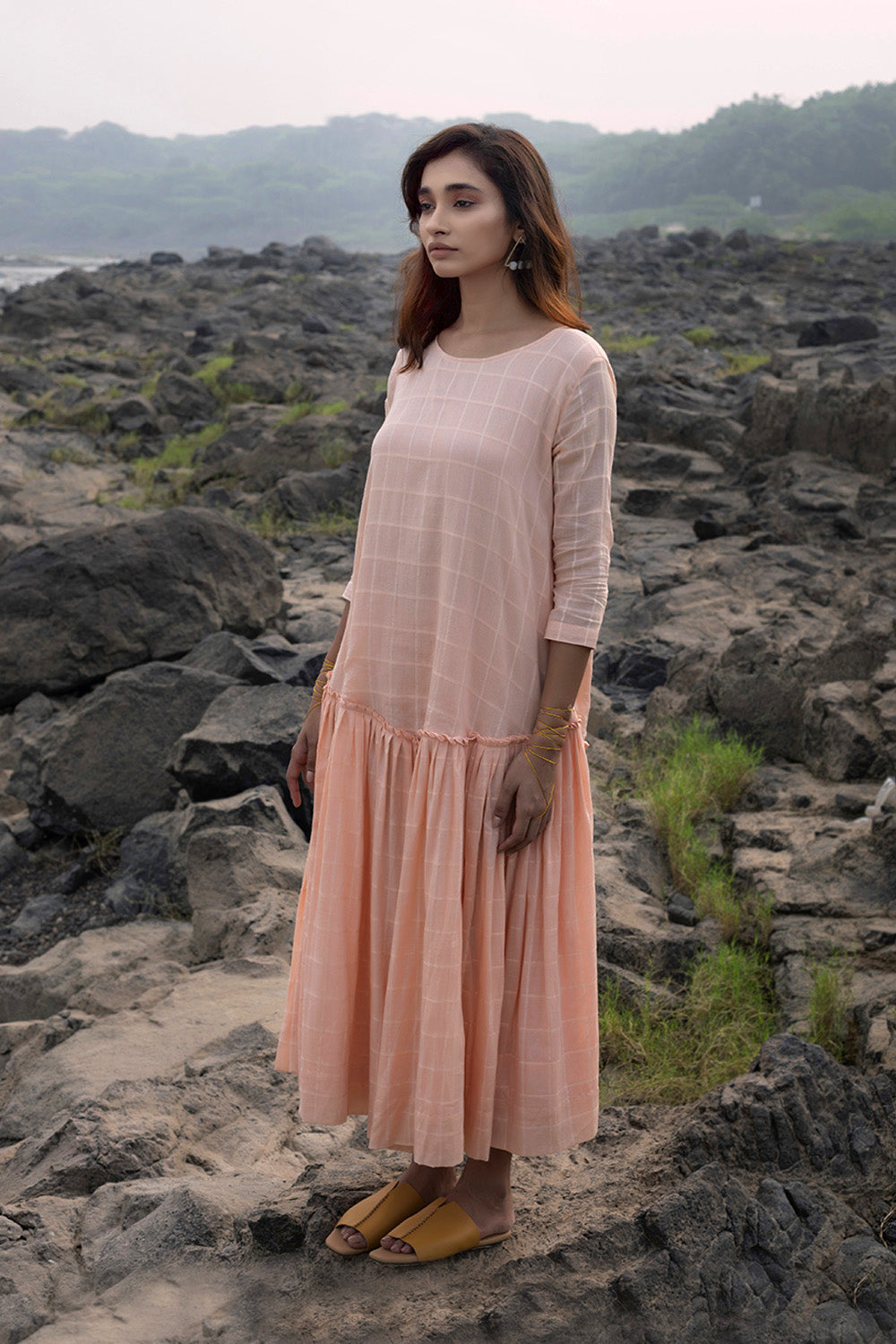 Grey Gather Dress
