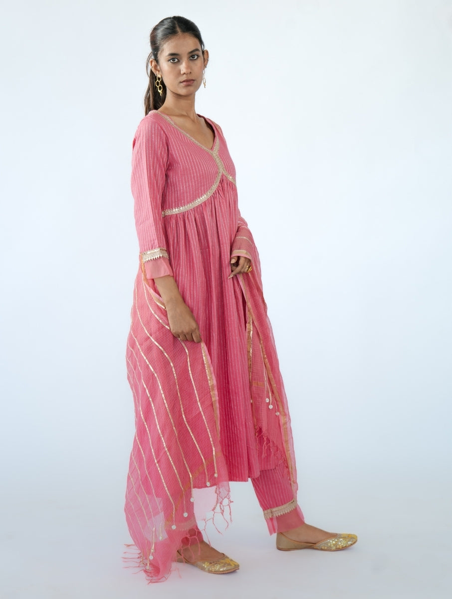 Pink Kota Doria Dupatta