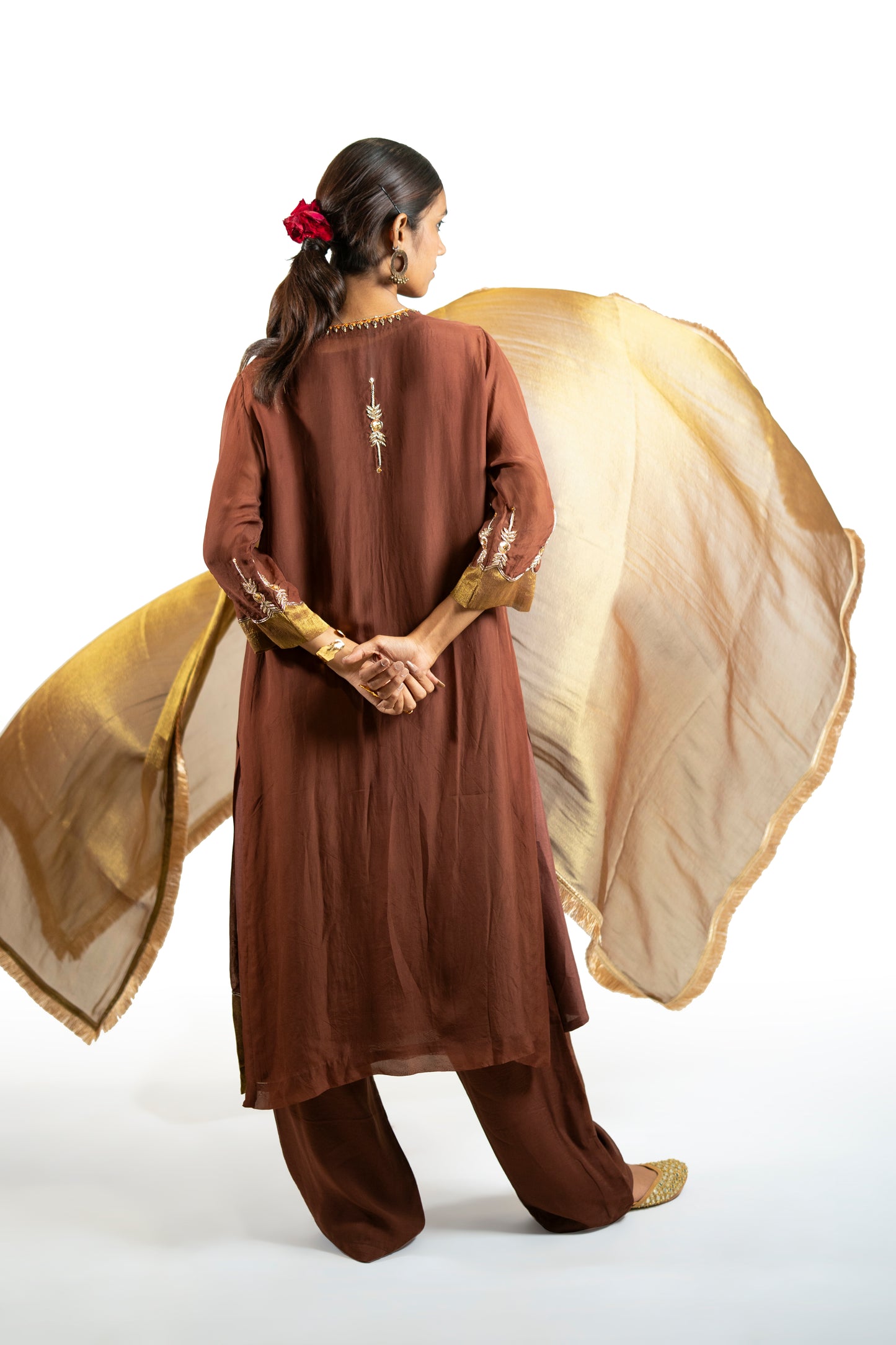 Red Organza Kurta Set