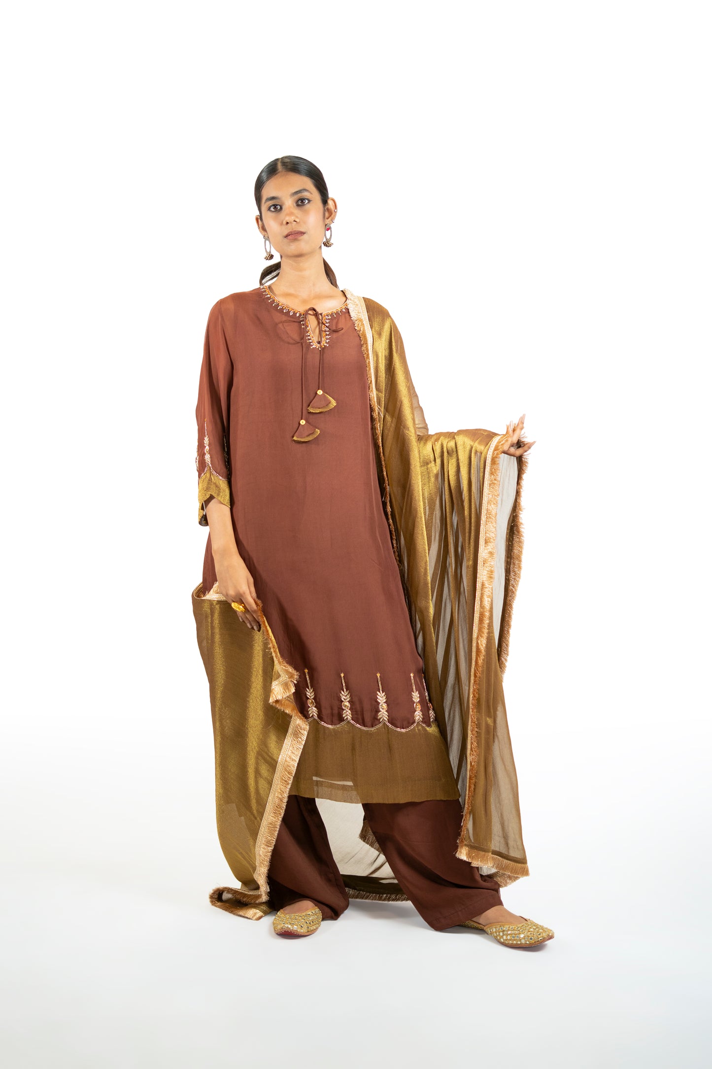 Red Organza Kurta Set