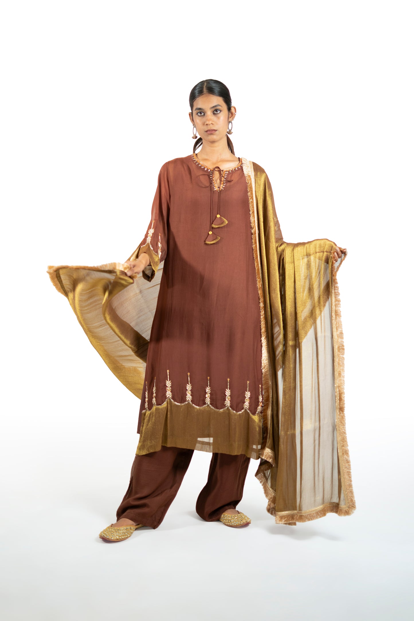 Orange Organza Kurta Set