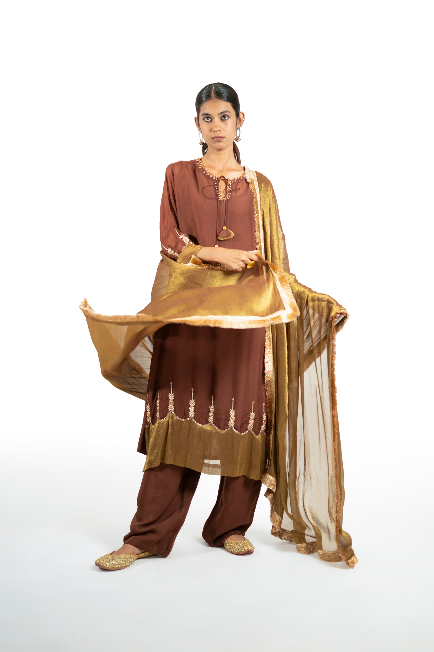 Orange Organza Kurta Set