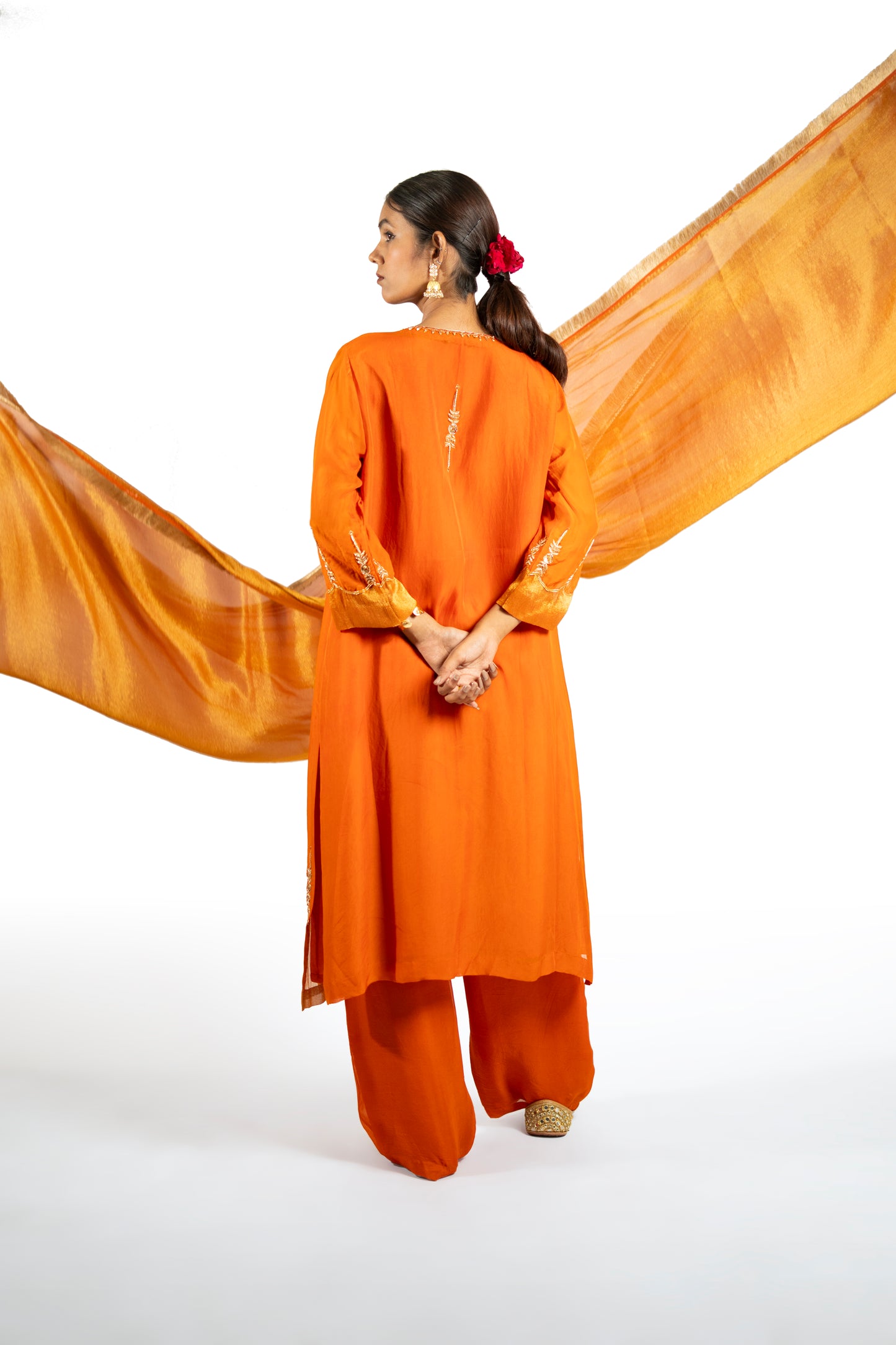 Brown Organza Kurta Set