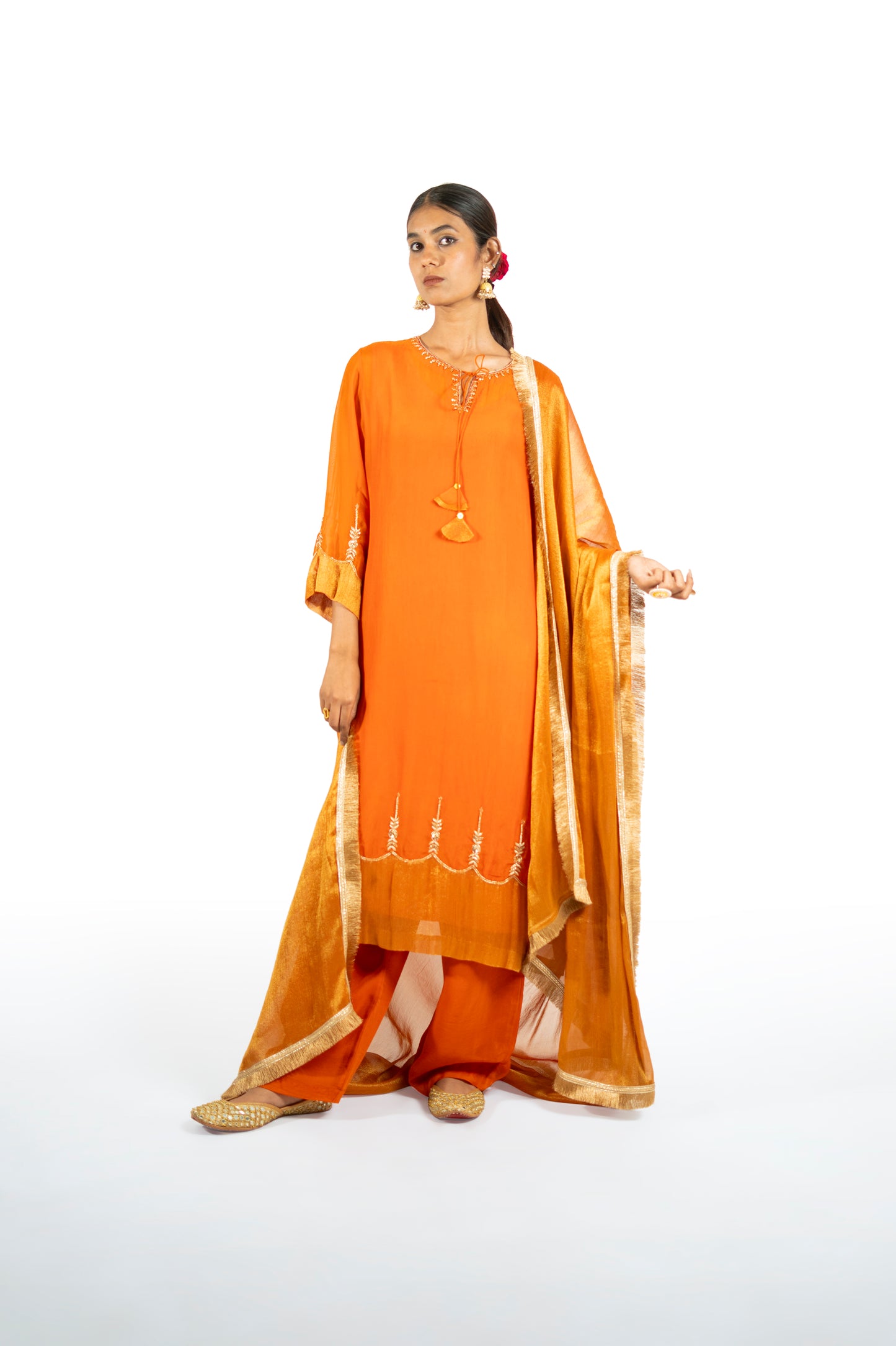 Red Organza Kurta Set