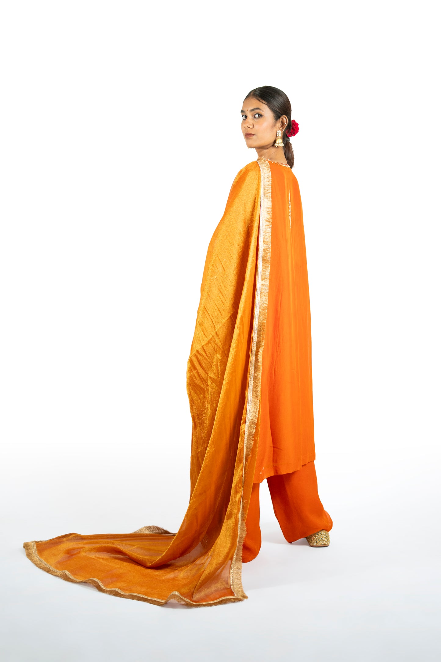 Red Organza Kurta Set
