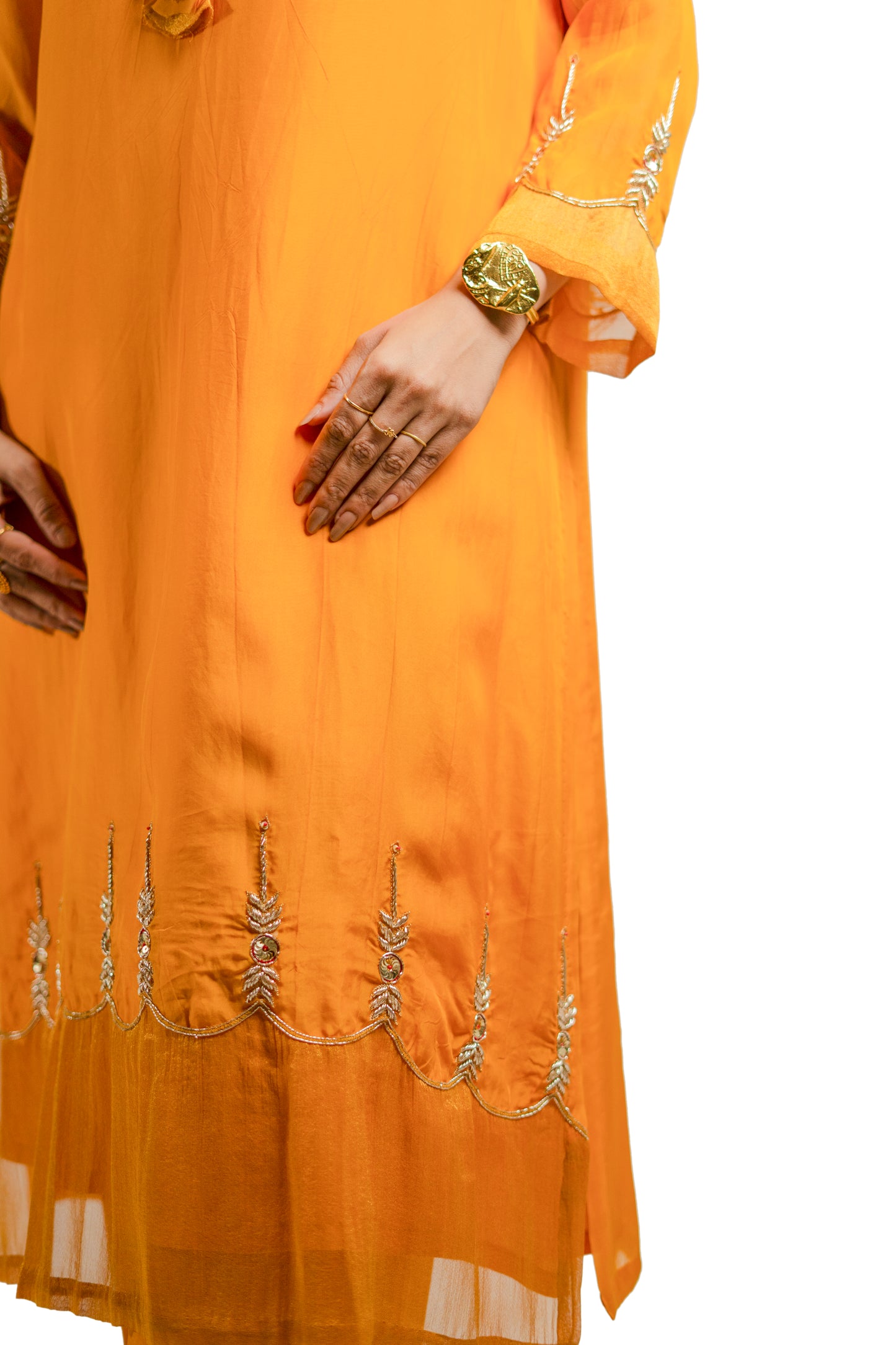 Brown Organza Kurta Set