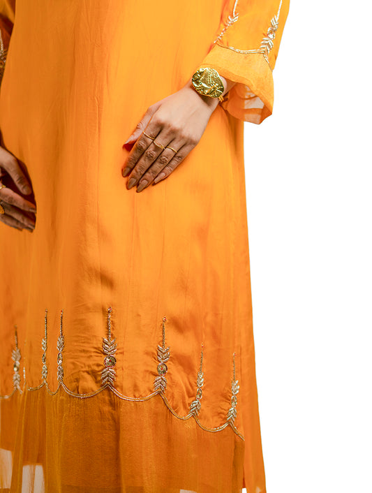 Orange Organza Kurta Set
