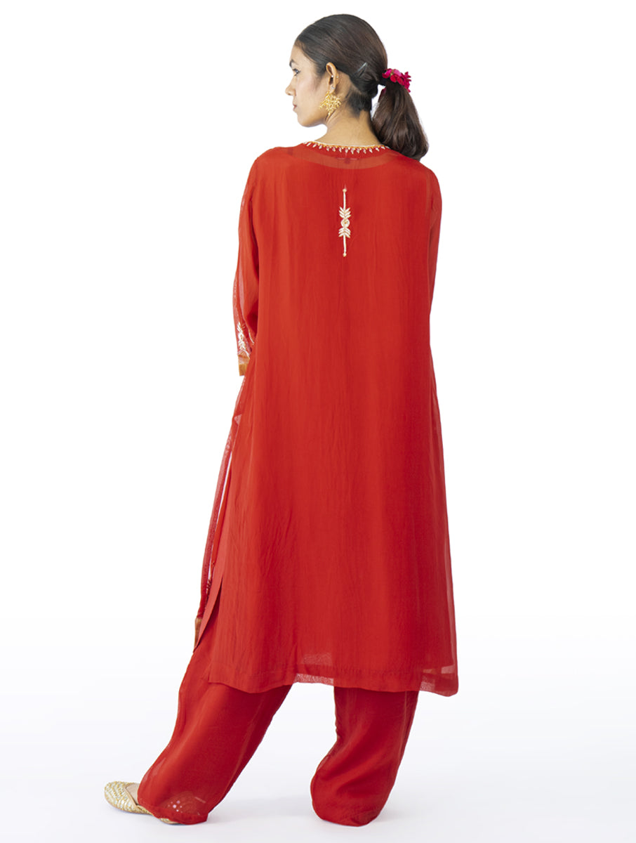Red Organza Kurta Set